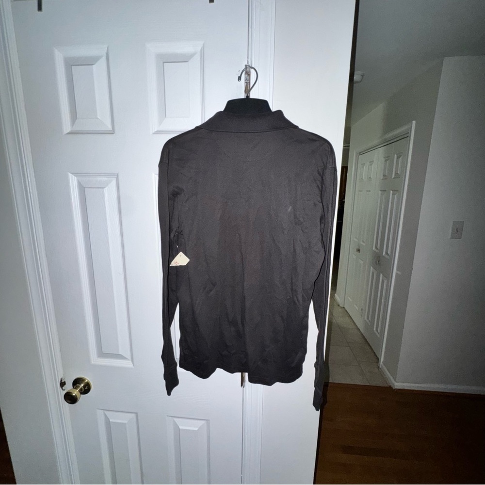 NWT Puritan Long Sleeve Polo Shirt Mens Small 34-36 Black Cotton Blend Basic Top - Picture 3 of 10